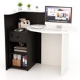 thumbnail image 1 of Giantex Reception Desk, Computer Workstation w/Lockable Drawer & Open Shelves, Checkout Counter, White & Black, 1 of 8