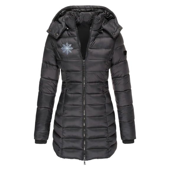 Uootdi Women's Waterproof Long Puffer Hooded Jacket Plus Size Thickened Quilted Down Jacket Warm Winter Coat