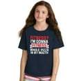 thumbnail image 3 of Fitness? Pizza! Gym Workout Exercise Crewneck T Shirts Boy Girl Teen Brisco Brands L, 3 of 6