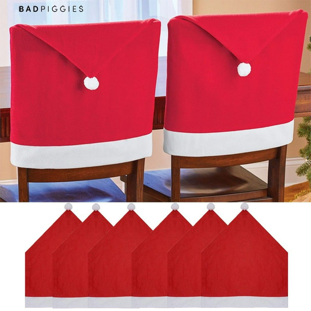 BadPiggies 4Pack Santa Hat Christmas Holiday Chair Back Covers