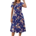 thumbnail image 3 of Fantaslook Summer Dresses for Women Casual Short Sleeve Pleated Dress Flowy Floral Dress with Pockets Flare Midi Sundress, 3 of 9