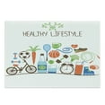 thumbnail image 1 of Fitness Cutting Board, Healthcare Theme Athletic Energetic Life Routine Wellness Gym Equipment Vegetables, Decorative Tempered Glass Cutting and Serving Board, Large Size, Multicolor, by Ambesonne, 1 of 1