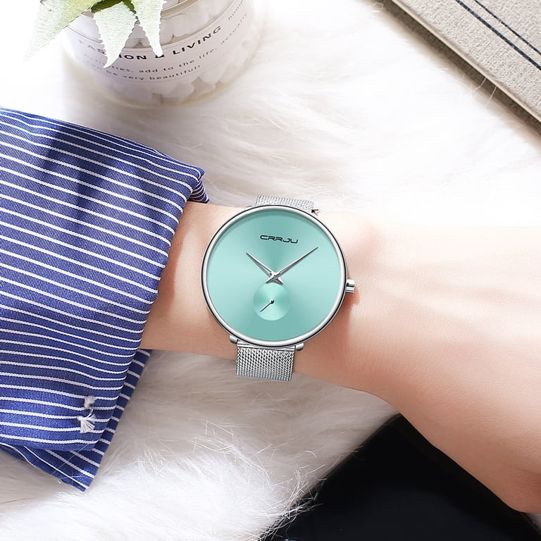 Women\'s Silver Band/Green Dial Stainless Steel Luxury Quartz Analog Wrist Watch Womens Water Resistant Watches Collection main image 3