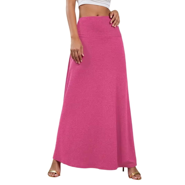 Falda de punto de cintura alta para mujer: ajuste elástico para el día a día, yoga o ir de compras, color liso, poliéster, lavable a máquina, para todas las estaciones.