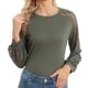thumbnail image 4 of Blusas de manga de encaje hueco, blusa larga de color puro con empalme de encaje hueco, camisa de manga larga hueca, diseño exquisito, 4 of 7