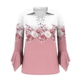 thumbnail image 7 of DeHolifer Shirts for Women V-Neck 3/4 Sleeve Lapel Button Floral Printed Casual Dressy Blouse Tops Pink XL, 7 of 7
