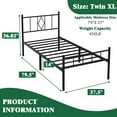 thumbnail image 3 of Eavesince Metal Bed Frame, Twin XL Size, 3 of 8