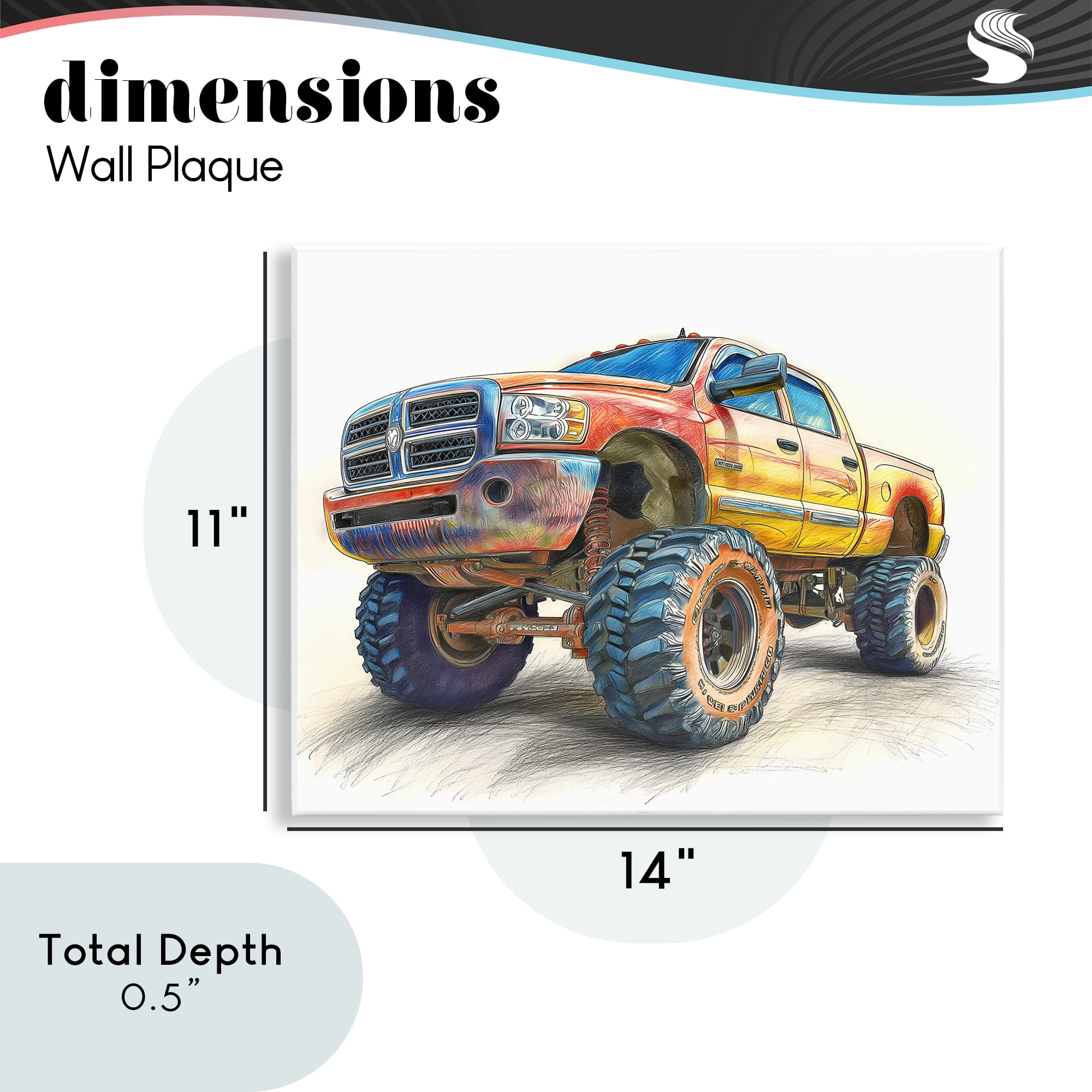 Stupell Industries Lifted Offroad Truck Wall Plaque Art, design by Steve Hunziker