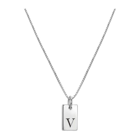 Initial Necklaces for Women Silver Plated Letter Necklace Dainty Silver Name Necklace Initial Tag Pendant Necklaces for Women Silver Jewelry