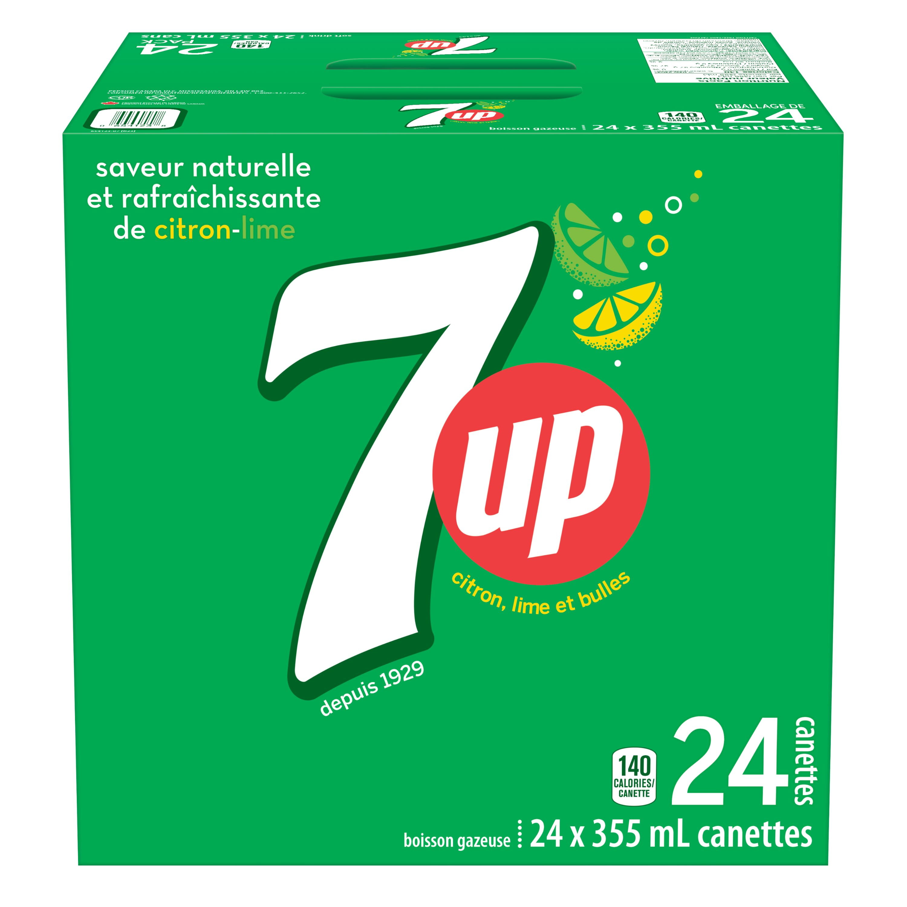 7UP Boisson gazeuse Citron Lime 24 x355 mL,Canettes 24x355mL