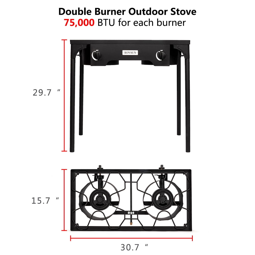 OverPatio 2-Burner 150,000BTU Outdoor Stove , Black