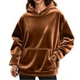 thumbnail image 2 of DDAPJ pyju Women's Velvet Hoodie Oversized Y2K Hooded Sweatshirts Fall Fashipn Casual Hoody Tops with Pocket Coffee XXL, 2 of 8