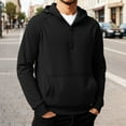 thumbnail image 2 of Hoodies for Men Quarter Zip Pullover Sweatshirt Vintage Long Sleeve Hoodie Color: Black Size: XXL, 2 of 5