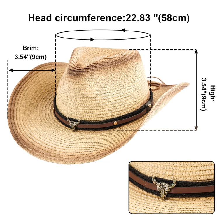 4398 Women\'s Straw Cowboy Hat Packable Wide Brim Sun Beach Western Cowgirl Men main image 3