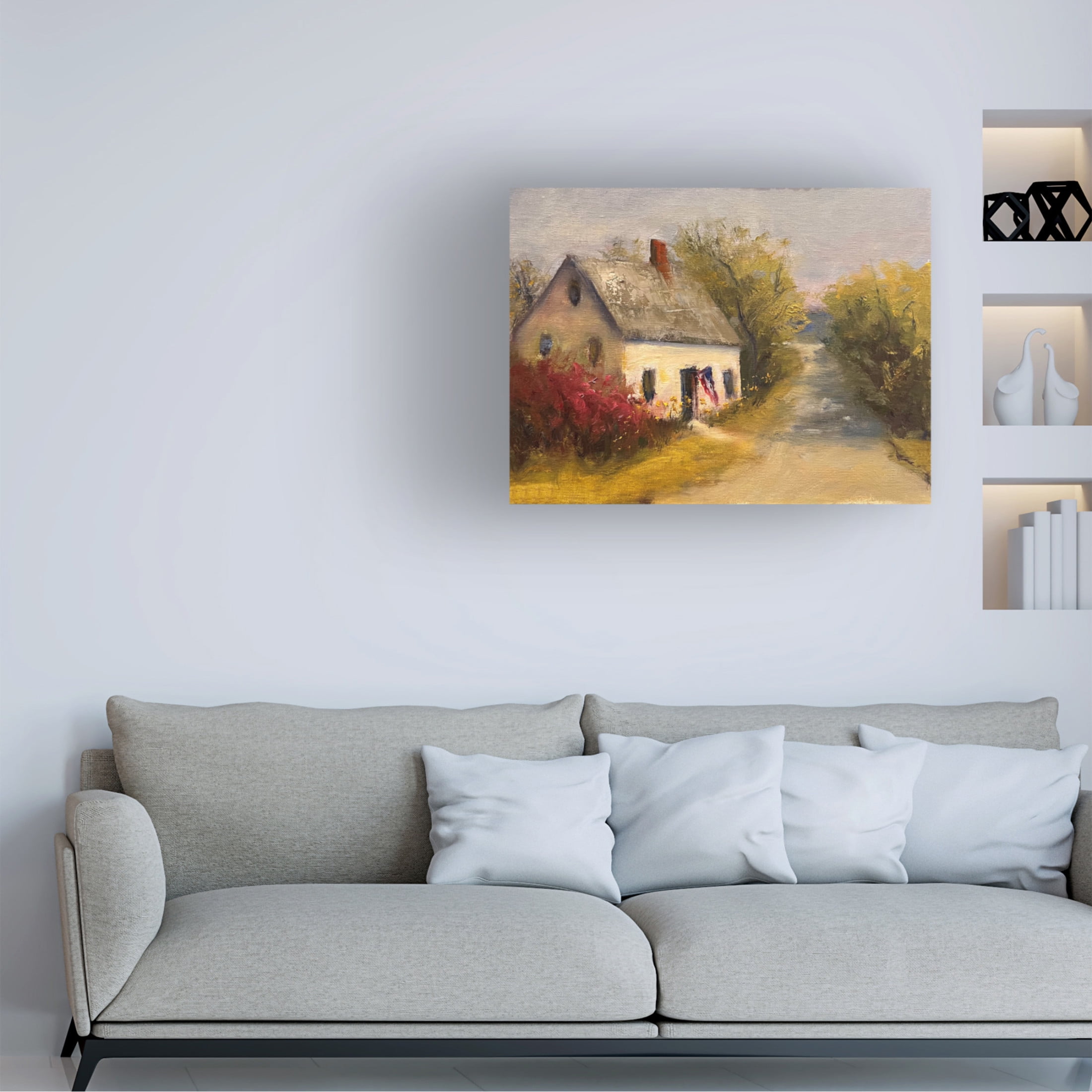 Trademark Fine Art Marilyn Wendling Cottage With Flag Canvas Wall Art