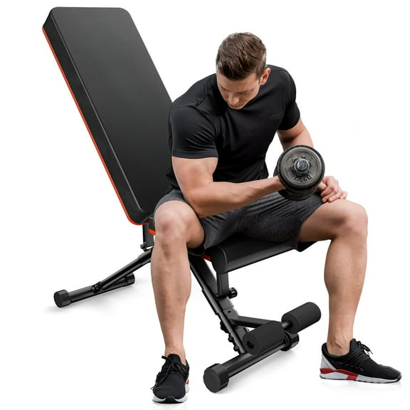 EDX 9 Positions Adjustable Weight Bench, Support Up to 795lbs, Foldable Weight Bench for Full Body, Home Gym Fitness Strength Training, Black