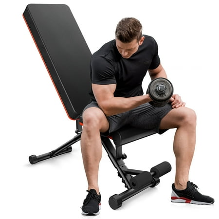 EDX 9 Positions Adjustable Weight Bench Support Up to 795lbs Foldable Weight Bench for Full Body Home Gym Fitness Strength Training Black