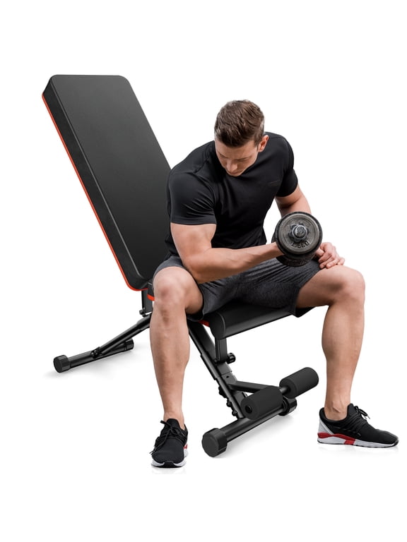 9 Positions Adjustable Weight Bench, Support Up to 795lbs, Foldable Weight Bench for Full Body, Home Gym Fitness Strength Training, Black
