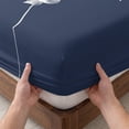 thumbnail image 3 of Full Size Fitted Sheet Set - Navy Blue White Floral 3 Piece Bedding Sets 16" Deep Pocket Fitted Sheet with 2 Pillowcases Abstract Art Summer Botanical Brushed Microfiber Hotel Luxury Bed Sheets, 3 of 9