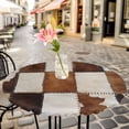 thumbnail image 3 of Cowhide Elastic Fitted Round Table Cover Cow Fur Print Farm Animal Skin Brown Waterproof Outdoor Tablecloth for Holiday Party, Picnic, Patio & Dining Fits Tables Up to 36"-44", 3 of 8