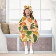 thumbnail image 7 of FORMRS Wearable Blanket Hoodie with Sleeves for Kids Cozy Flannel Sweatshirt, Green Retro Autumn Leaves, 7 of 7