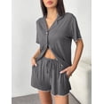 thumbnail image 2 of Ekouaer Womens Pajama Sets Button Up Bride Pjs Set 2 Piece Soft Sleepwear Short Sleeve Lounge Sets with Shorts, 2 of 6