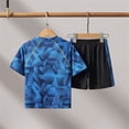 thumbnail image 3 of CYRBOKO Boys Athletic Outfit Sets, Summer Elastic Waist Short Sleeve Quick-dry Training Sports Shirts and Shorts Blue Size 10-12 T, 3 of 8