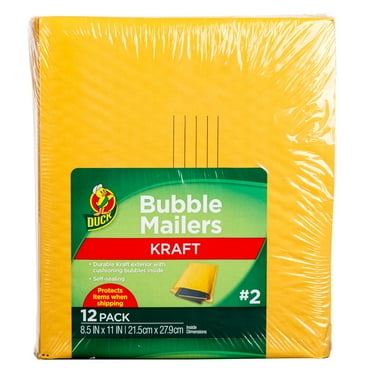 Duck Self-Seal Kraft Bubble Mailer #2, 8.5" x 11", Solid Print, 12 Pack