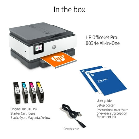 HP - OfficeJet Pro 8034e Wireless All-In-One Inkjet Printer with 12 months of Instant Ink Included with HP+ - White