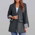thumbnail image 2 of Lroveb Blazers for Women Business Casual Fashion Up Suit Slim Seven Points Roll Sleeve Jacket Woman Suit Jacket, 2 of 4