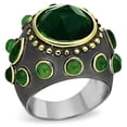 thumbnail image 2 of Luxe Jewelry Designs Women's Reverse Two Tone Plated Bezel Ring with Emerald Synthetic Glass - Size, 2 of 2
