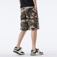 thumbnail image 6 of Dresfit Mens Cargo Shorts Long Drawstring Camo Shorts Summer 2026 Wide Leg Work Bermuda Shorts Knee Length Camouflage Big and Tall Hiking Cropped Pants M, 6 of 9