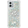 thumbnail image 2 of Glitter Clear Sparkly Bling Case for Motorola Moto G 5G (2023), Flowing Liquid Quicksand Cover with Diamond Ring Holder Case for Motorola Moto G 5G (2023)  Silver, 2 of 14
