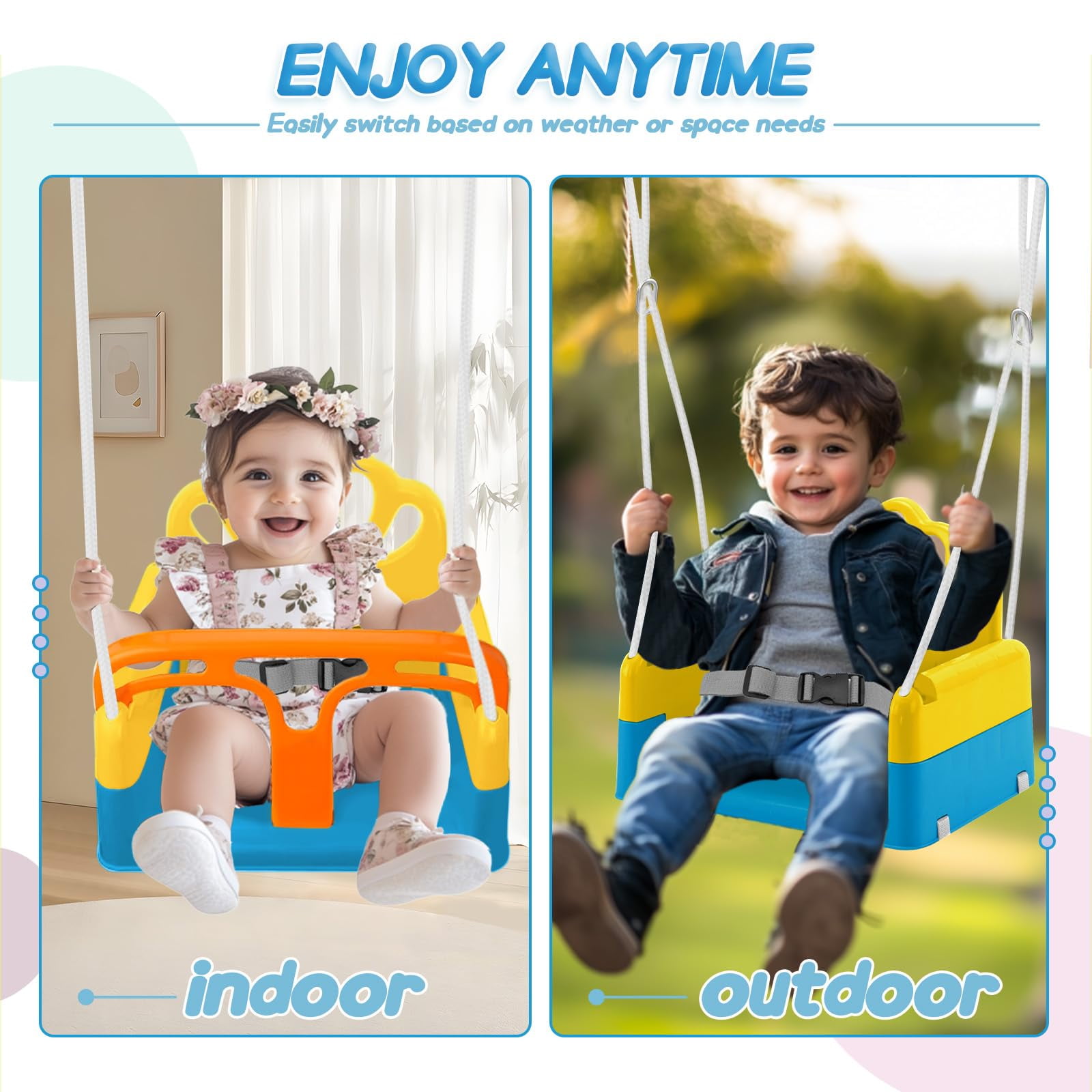 G TALECO GEAR Foldable Toddler Swing, 2 in 1 Swing Sets for Backyard, Easy to Install & Store, Blue