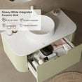thumbnail image 3 of 24" Floating Bathroom Vanity with Sink, Wall Mounted Bathroom Cabinet with Ultra-Thin Marble Sink and Countertop, Large Drawer for Ample Storage Space, No Assembly Required, Light Green, 3 of 7
