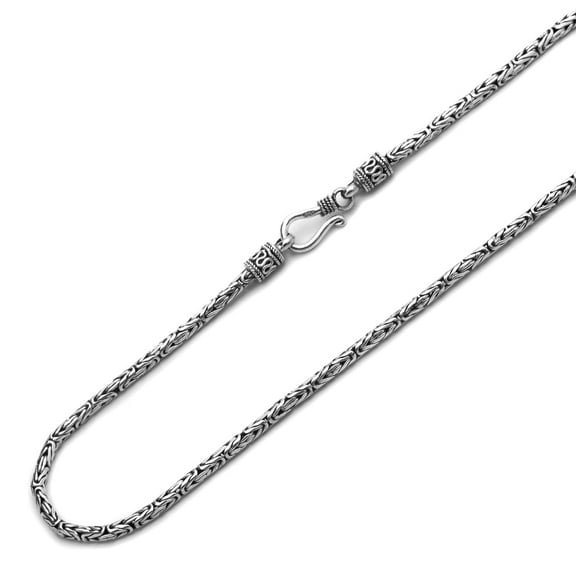 Sterling Silver 2.5mm Bali Byzantine Chain Necklace(10, 16, 18, 20, 22, 24, 30 Inch)