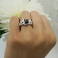 thumbnail image 3 of 1.35 Carat (ctw) 10K White Gold Princess Cut Black Cubic Zirconia & Round White Diamond Ladies Split Shank Halo Style Br, 3 of 4