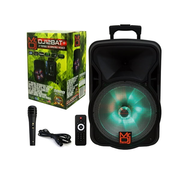 Mr. Dj DJ12BAT  12" Portable Bluetooth Speaker12" Portable Trolley PA DJ Active Powered Bluetooth TWS Speaker 3000 Watts LCD/MP3/USB/micro SD