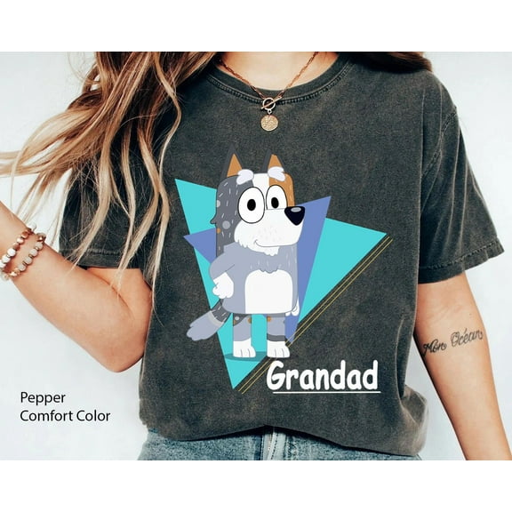 Bluey Grandpa Comfort Colors T-Shirt, Vintage 2000s Bluey Shirt, Bluey Family Tshirt, Birthday Gift, Bluey And Bingo, Father's Day Gift, Pepper Color