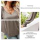 thumbnail image 5 of Túnica acampanada de color café para otoño/invierno, blusa plisada informal para mujer, blusa abullonada de manga larga con escote en V XXL, 5 of 6