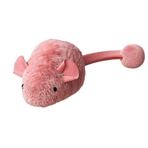 Agiufgs Cat Toy 5.91 in, Fluorescent Simulated Mouse with Plush Cat Toy Design, for Indoor and Outdoor Play Setup and Daily, Pink