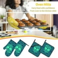 thumbnail image 6 of ZICANCN Oven Mitts and Pot Holders Sets, Skull Tribe Flame Green Print Baking Sets Kitchen Heat Resistant 4 Pieces, 6 of 8