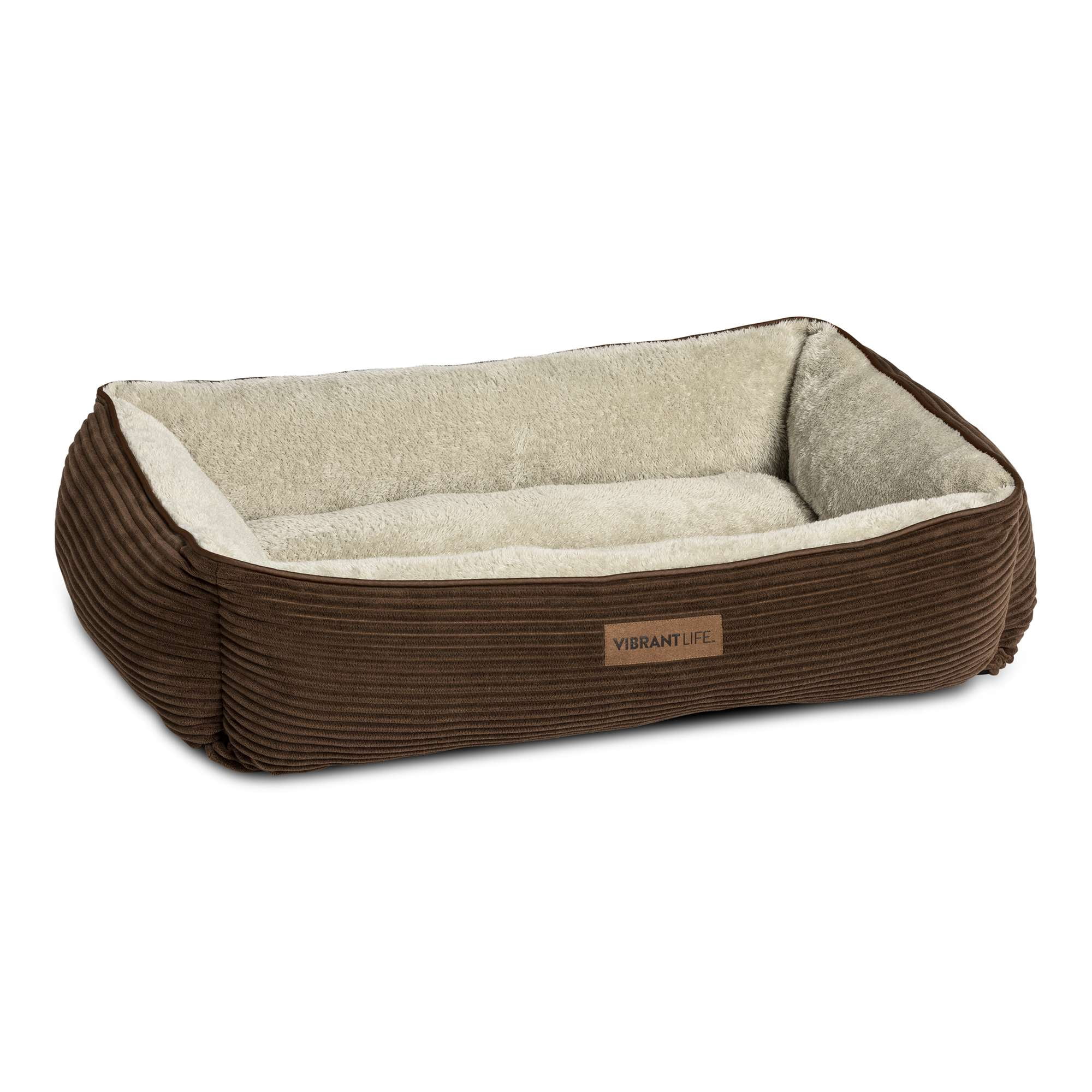 Vibrant Life Lounger Dog Bed, Large, Brown Corduroy