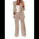 thumbnail image 2 of Conjuntos de 2 Piezas para Mujer, Grandes, Estilo Informal de Negocios, Larga, Solapa, Pantalón Recto, Trajes. Albaricoque XXL, 2 of 5