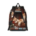 thumbnail image 2 of Lsque Cat Asleep Among Flowers Pattern Canvas Daypack, Durable Backpack, High-quality Versatile Backpack,Vintage Compact Backpack-Medium, 2 of 6