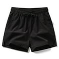 thumbnail image 2 of zeranth Men Summer Casual Shorts Mid-rise Elastic Waistband Pockets Beach Shorts Solid Color Wide Leg Loose Fit Fitness Shorts, 2 of 7