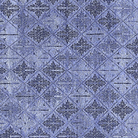 Ahgly Company Machine Washable Indoor Square Oriental Blue Industrial Area Rugs, 5' Square