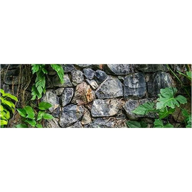 aquarium terrarium backgrounds main (rock wall with plants, 72”l x 21”h