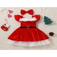 thumbnail image 4 of MesaSe Robe de Fête de Noël pour Tout-Petites Filles Manches Volantées Velours Peluche Plissée Tulle Robe Trapèze avec Bandeau Rouge 5-6 Ans, 4 of 8