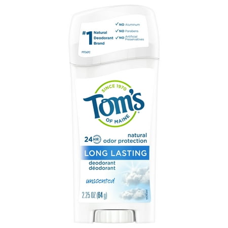 Tom's of Maine Long Lasting Natural Deodorant, Unscented, (The Best Natural Deodorant Reviews)